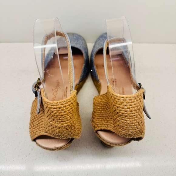 Gaimo Espadrille Wedge Leather Blue Sparkle Ankle Strap Heel Sandals Spain Sz 40 - Picture 12 of 15